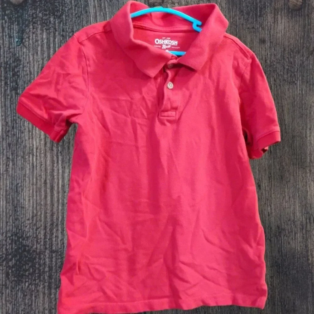 OshKosh Short Sleeve Red Polo Shirt Boys Sz 7